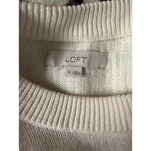 LOFT XL Black White Stripe All Over Sequin Sweater Holiday Dressy - Picture 4 of 4